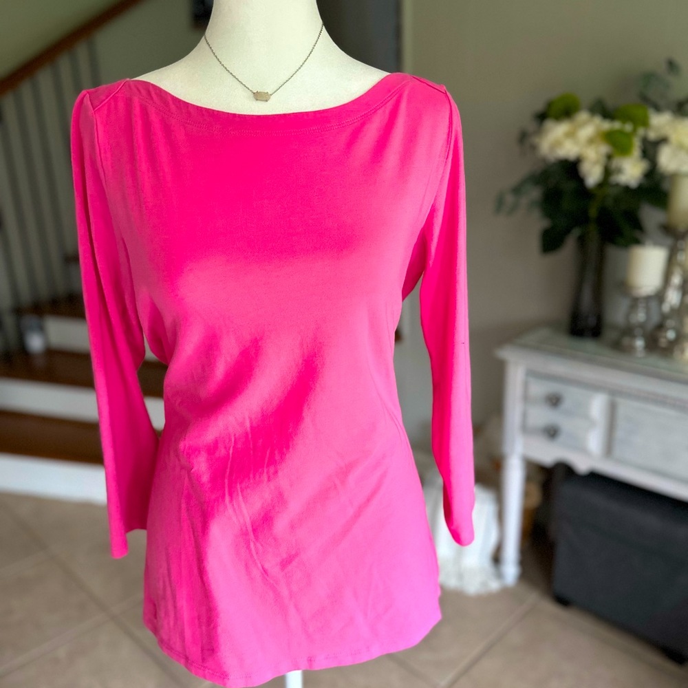 Lilly Solid Boat Neck 3/4 Tee